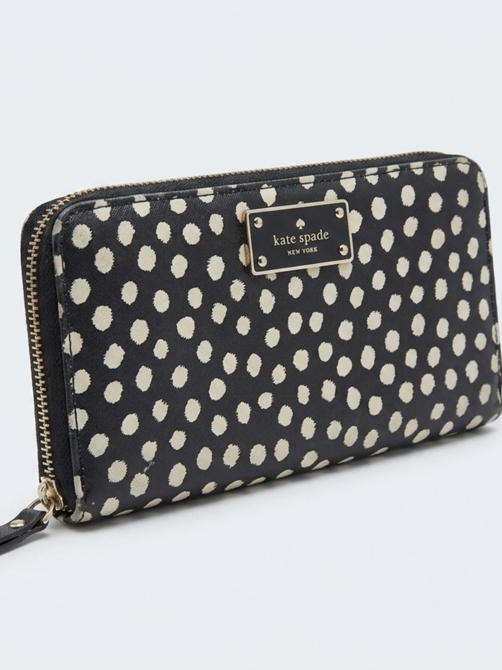 kate spade Black & Cream Polka Dot Zip-Around Wallet